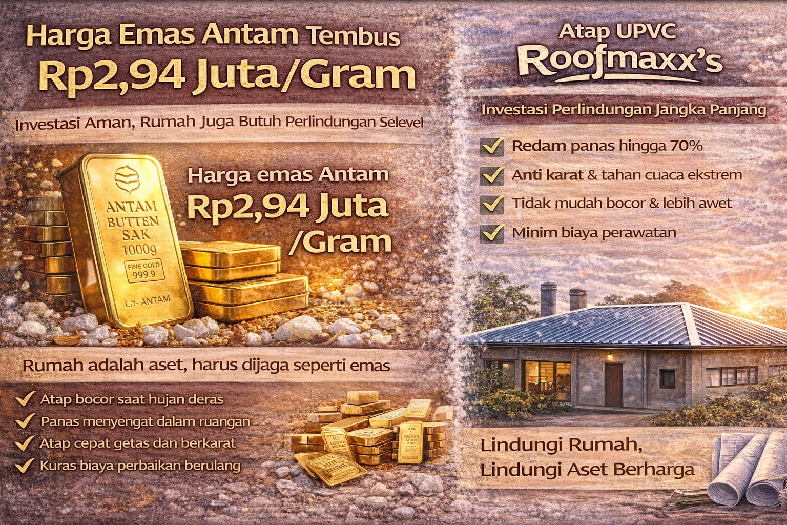 Harga Emas Antam Tembus Rp2,94 Juta/Gram – Investasi Aman, Rumah Juga Butuh Perlindungan Selevel