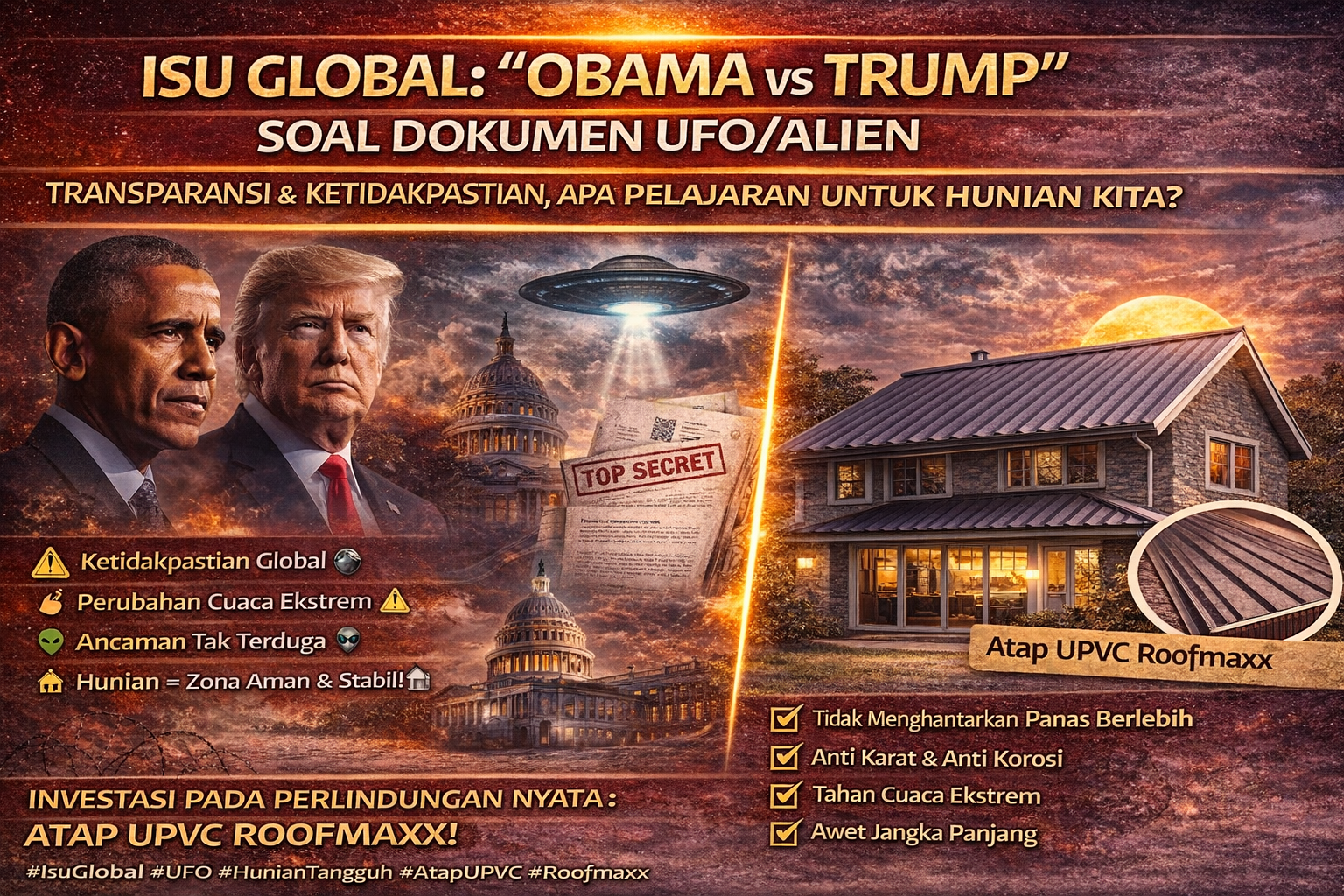 Isu Global: “Obama vs Trump” Soal Dokumen UFO/Alien — Transparansi, Ketidakpastian, dan Pelajaran untuk Hunian Masa Kini
