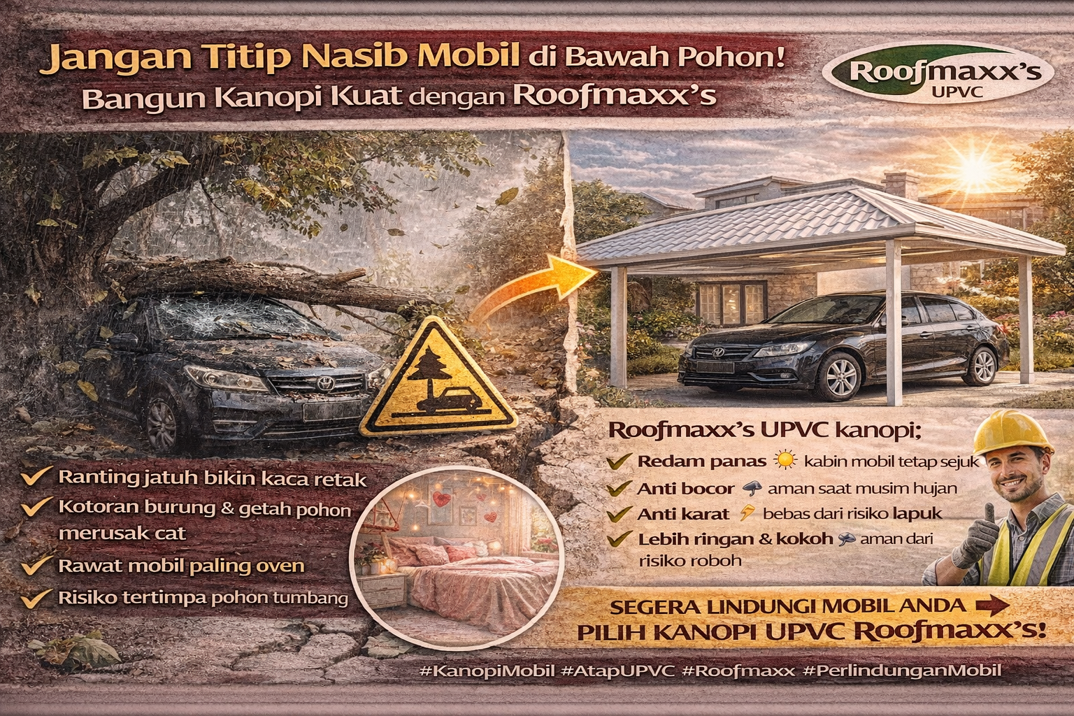 Jangan Titip Nasib Mobil di Bawah Pohon! Bangun Kanopi Kuat dengan Roofmaxx’s