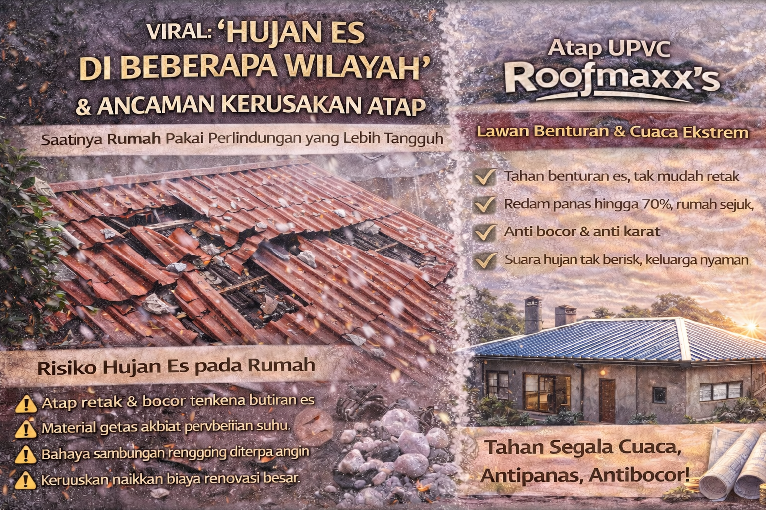 Viral: “Hujan Es di Beberapa Wilayah” & Ancaman Kerusakan Atap