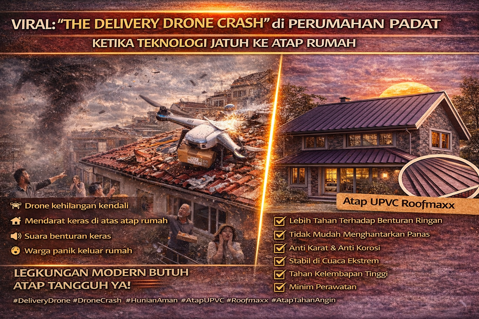 Viral: “The Delivery Drone Crash” di Perumahan Padat – Ketika Teknologi Jatuh ke Atap Rumah