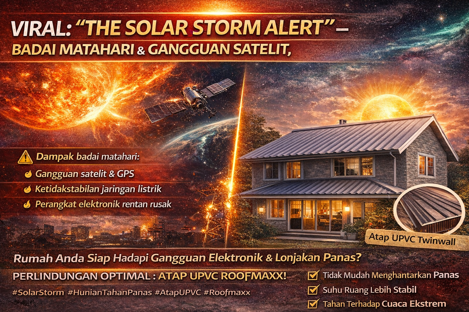 Viral: “The Solar Storm Alert” — Badai Matahari & Gangguan Satelit, Apa Dampaknya bagi Hunian?
