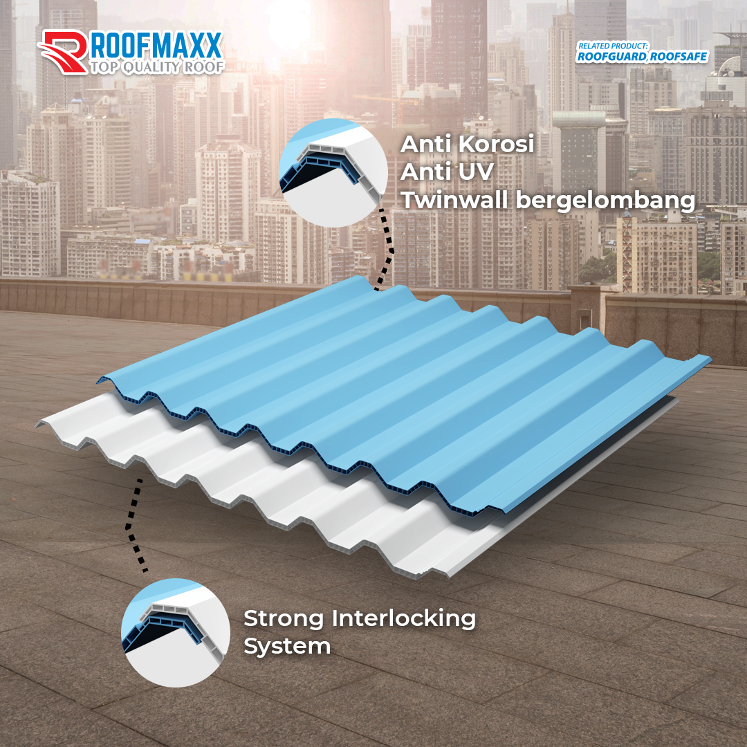 Atap UPVC Roofguard Twinwall Shappire LE 1000mm - Roofmaxx - Gambar 4