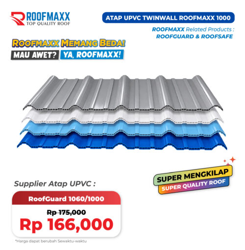 Atap UPVC Roofguard Twinwall Shappire LE 1000mm - Roofmaxx